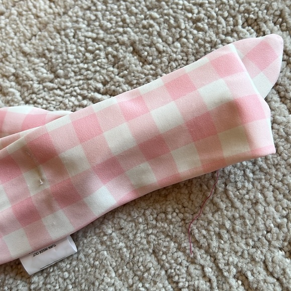 Mud pie pink and white gingham waterproof baby girl headband - Picture 7 of 12